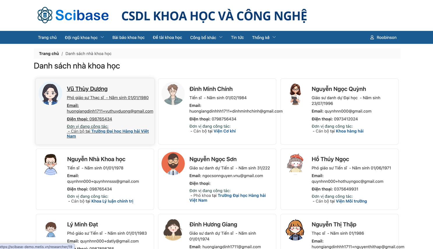 Danh sách nhà khoa học