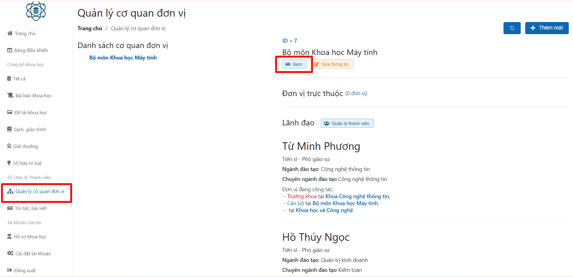 Quản lý thống kê công bố