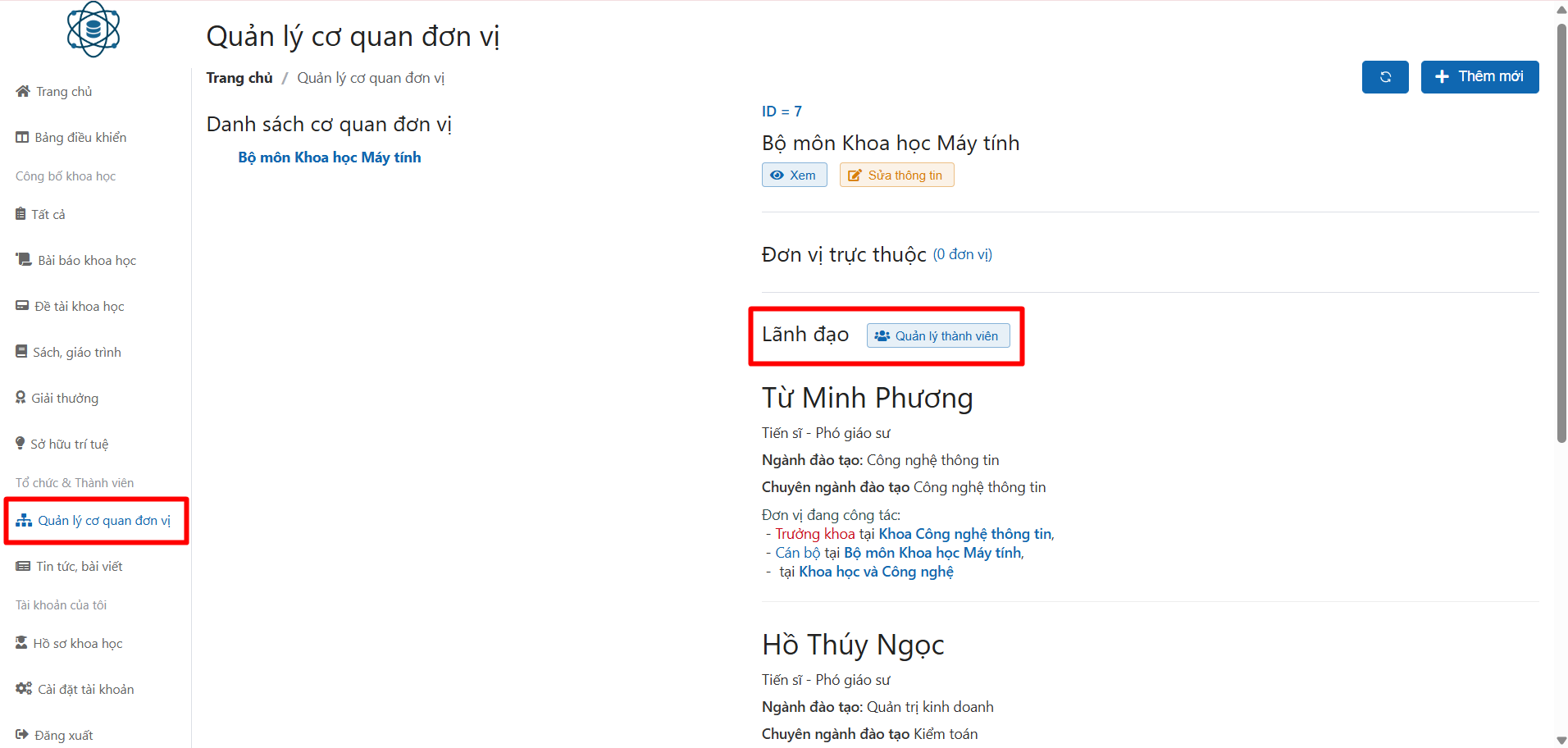 Quản lý nhà khoa học