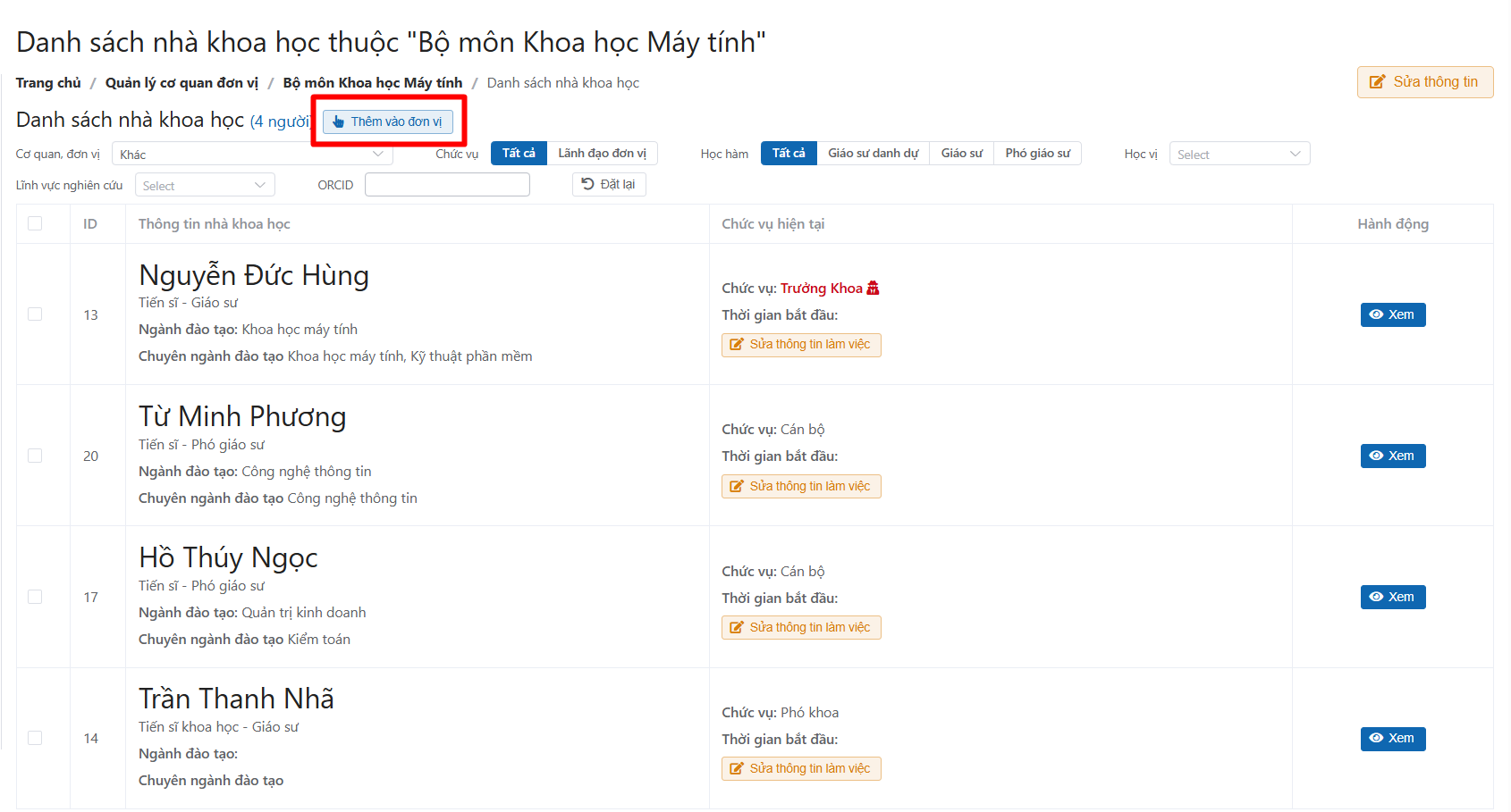 Quản lý nhà khoa học