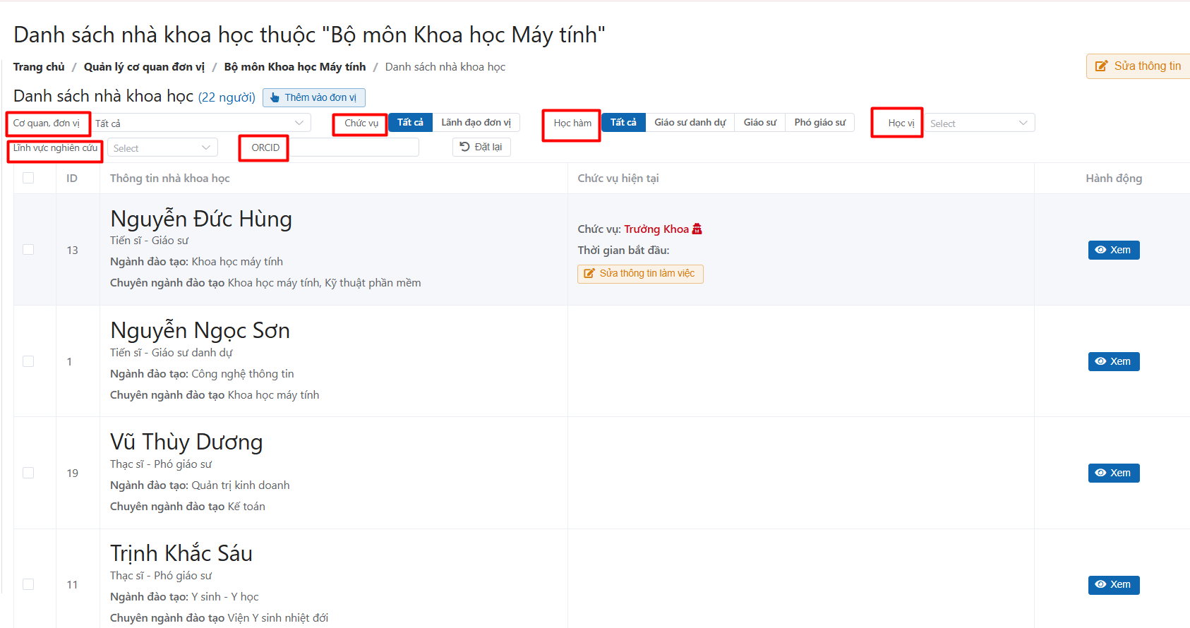 Quản lý nhà khoa học