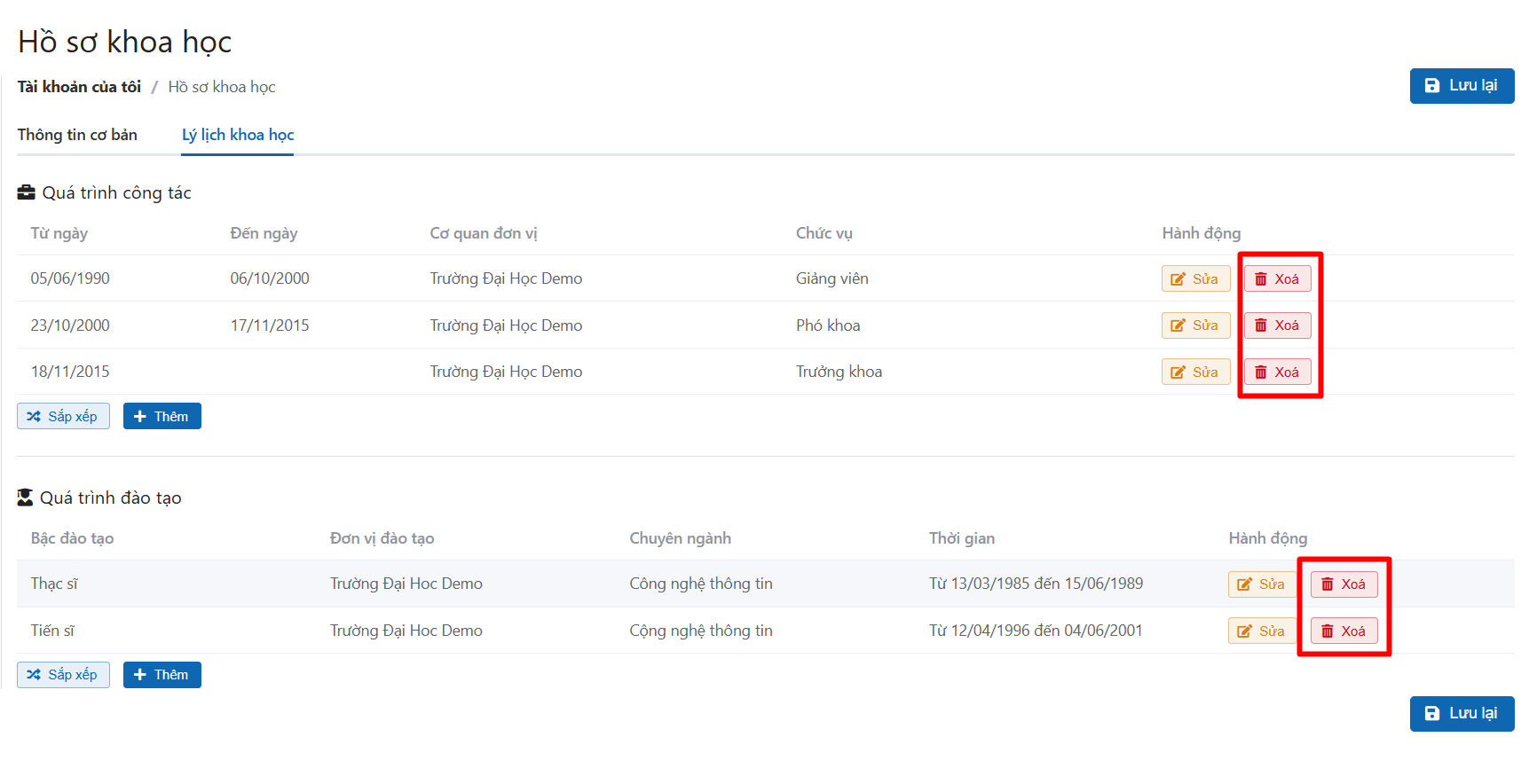 Chỉnh sửa hồ sơ