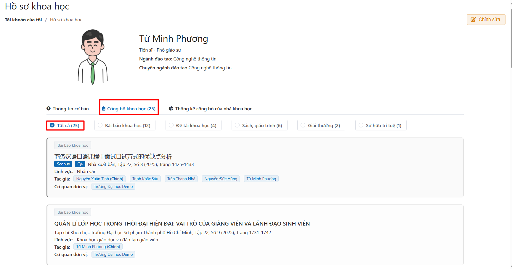 Chỉnh sửa hồ sơ