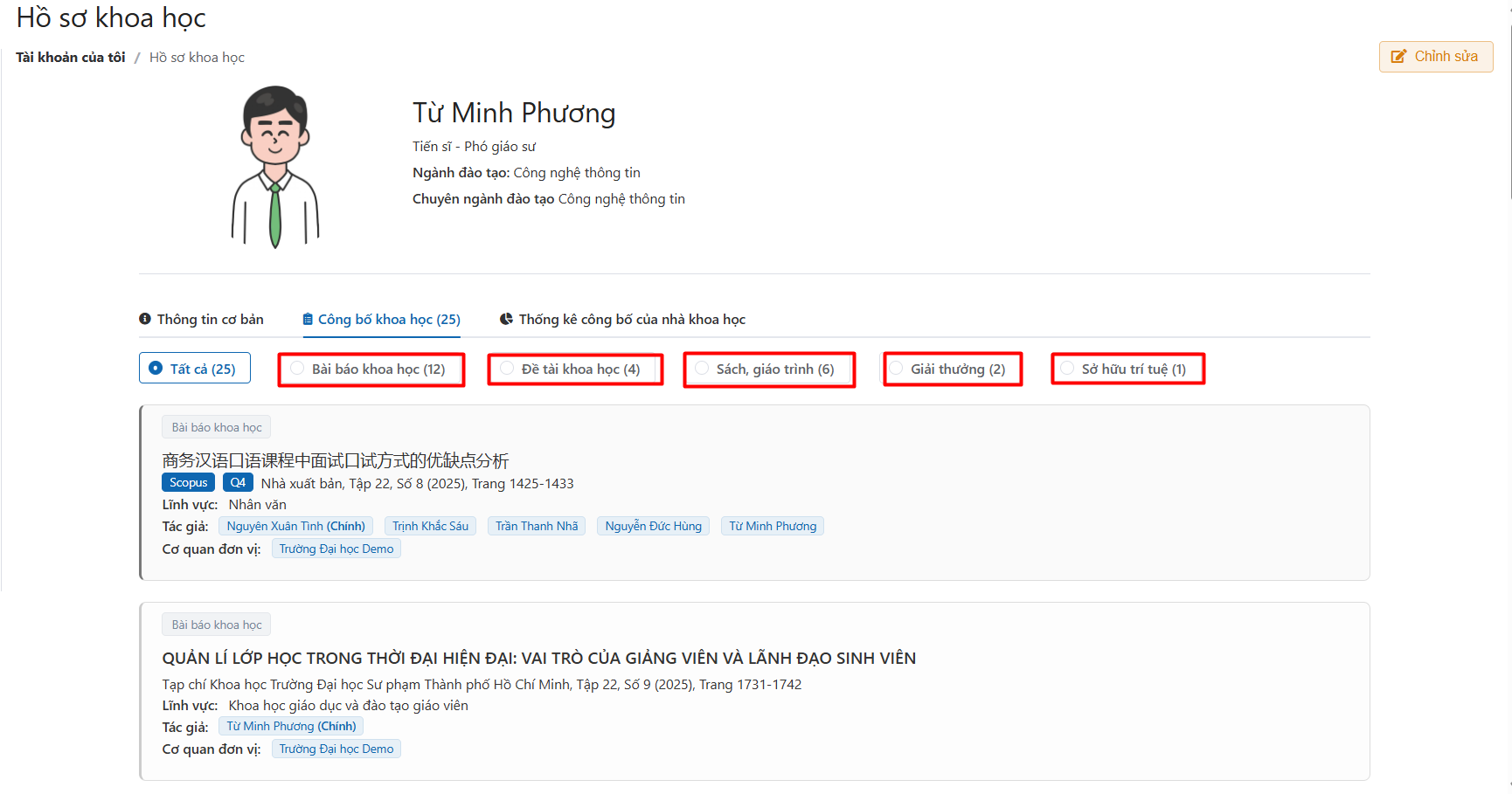 Chỉnh sửa hồ sơ