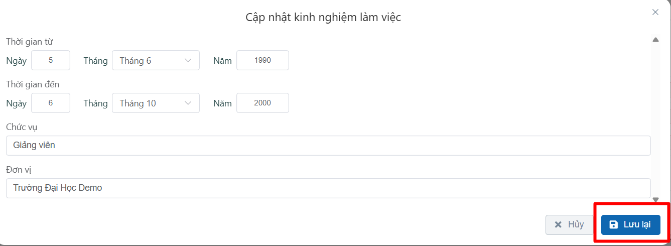 Chỉnh sửa hồ sơ