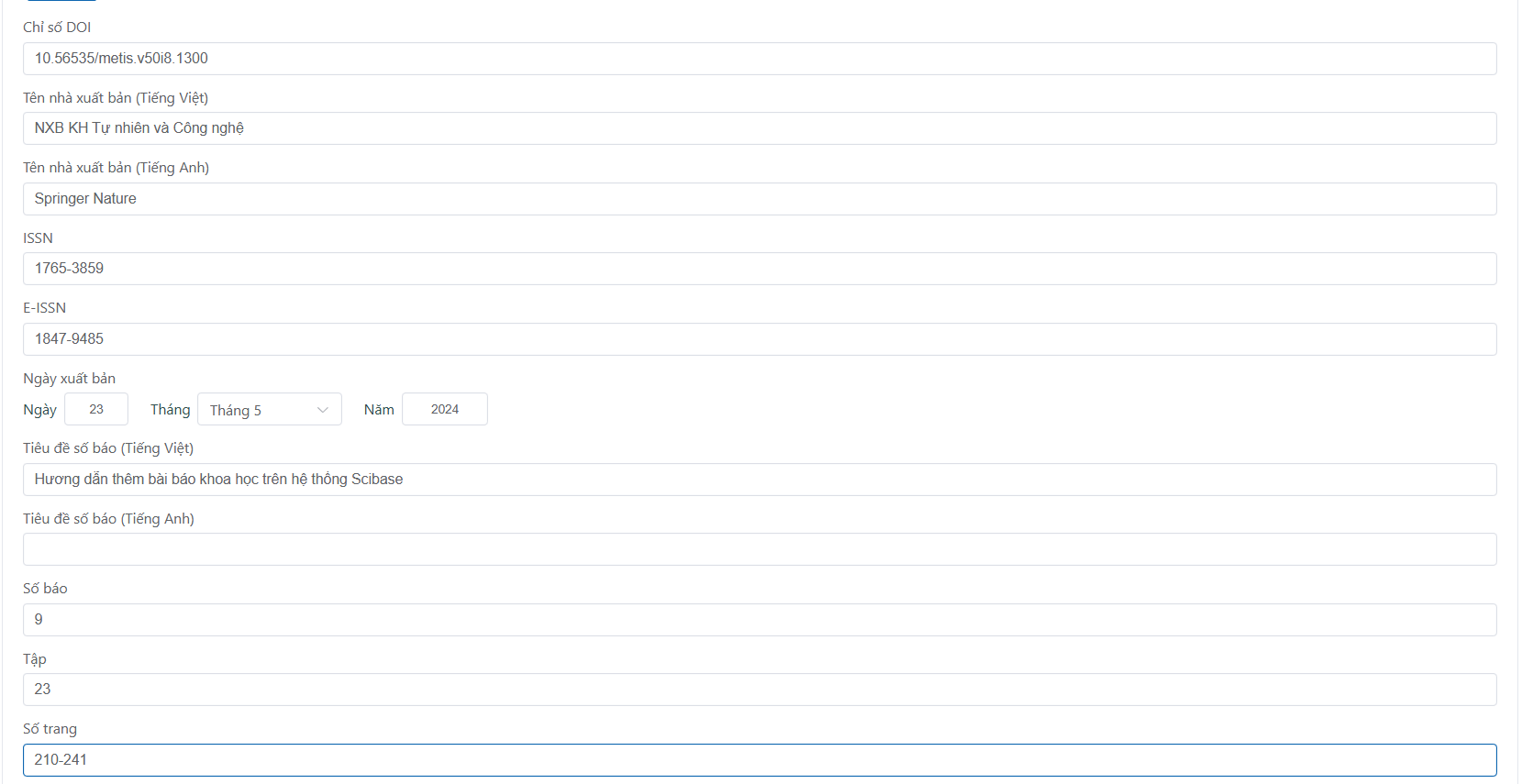 Thêm công bố khoa học