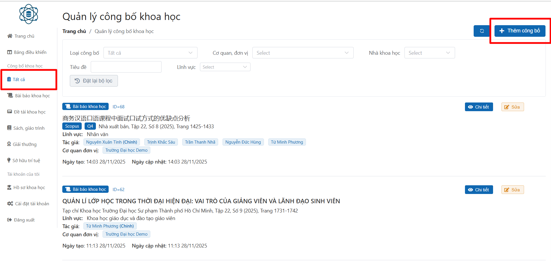 Thêm công bố khoa học