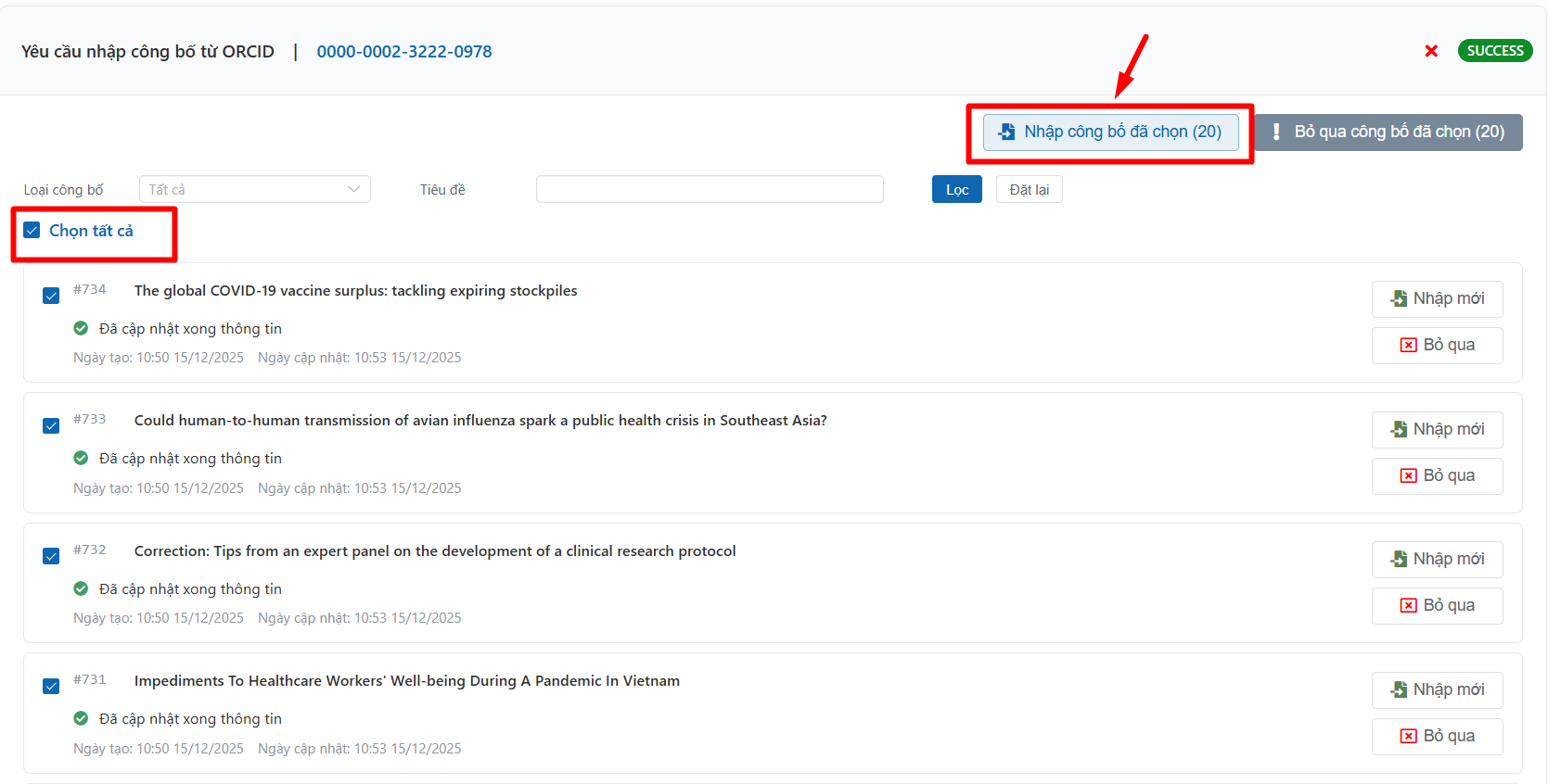 Thêm công bố khoa học