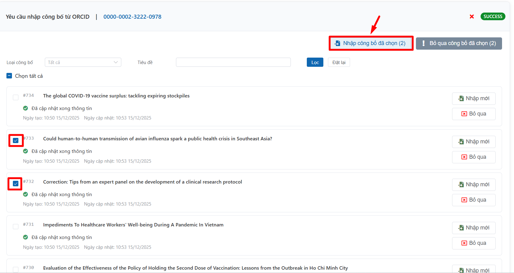 Thêm công bố khoa học