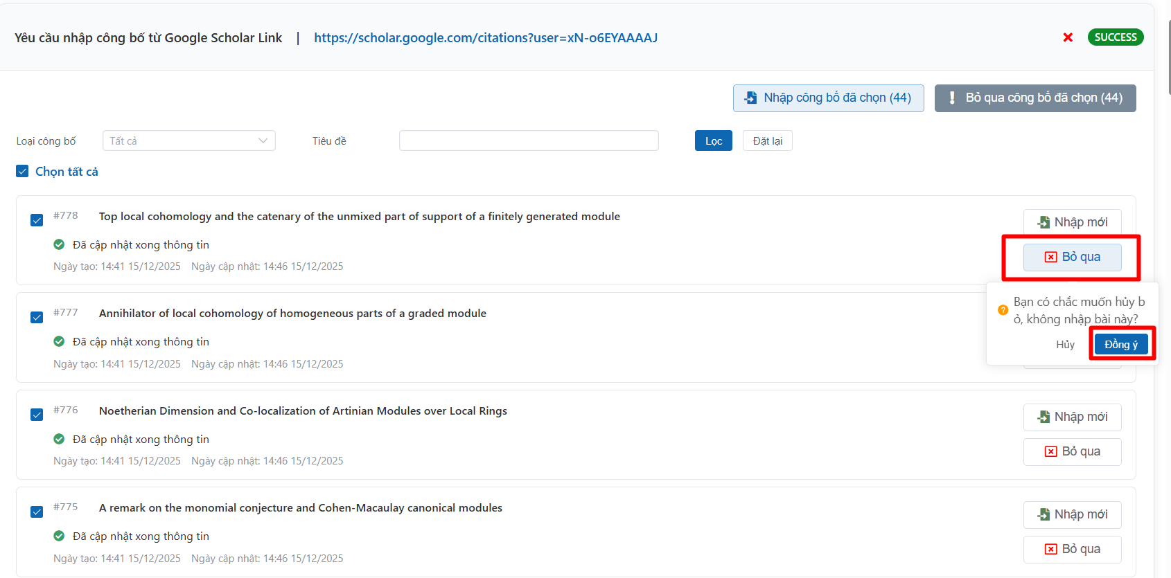 Thêm công bố khoa học