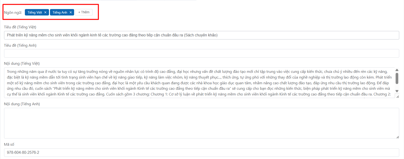 Thêm công bố khoa học