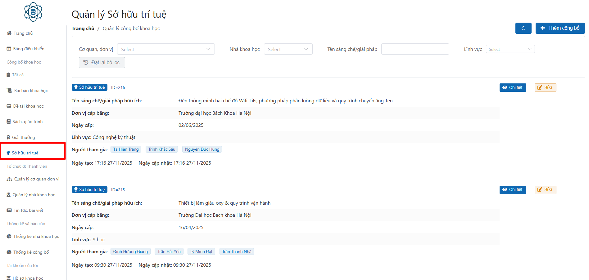 Thêm công bố khoa học