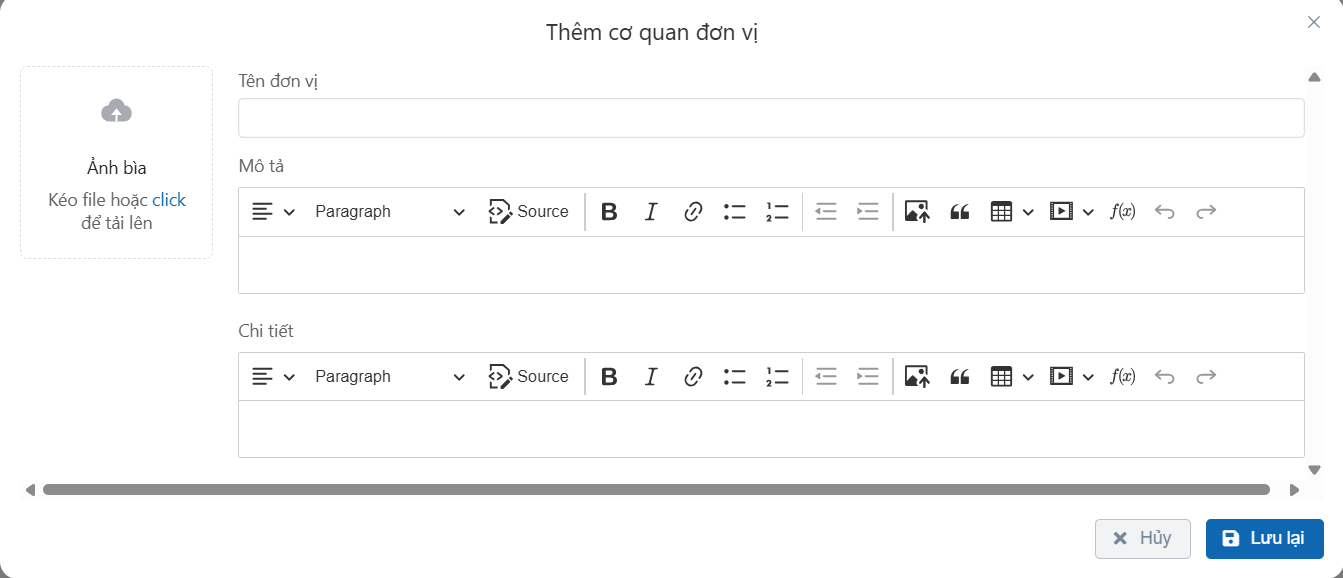 Thêm cơ quan đơn vị
