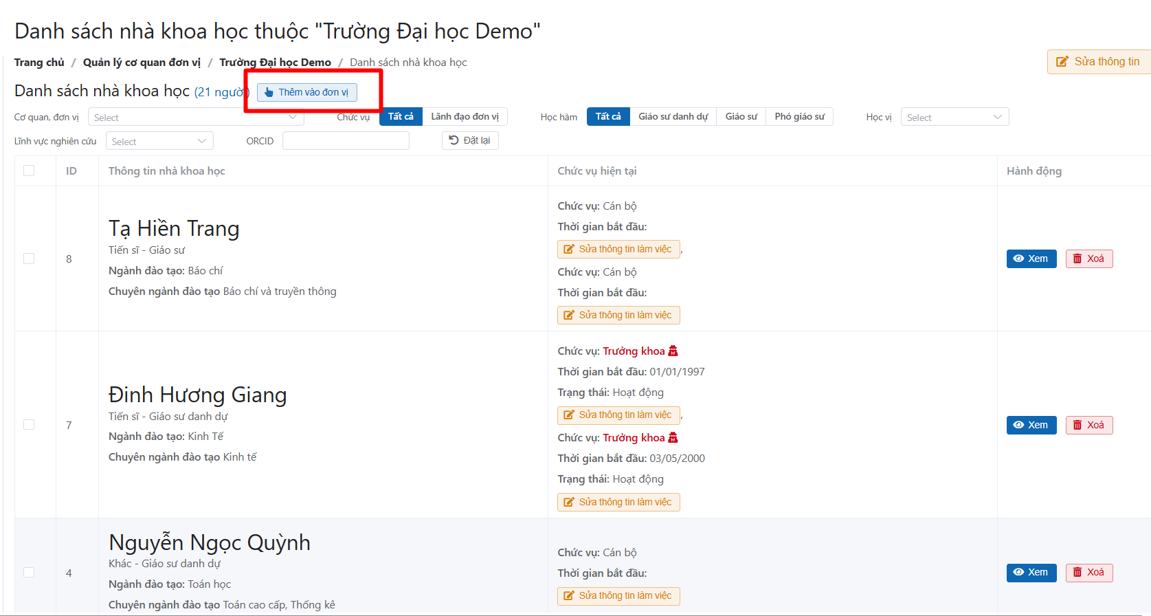Thêm cơ quan đơn vị