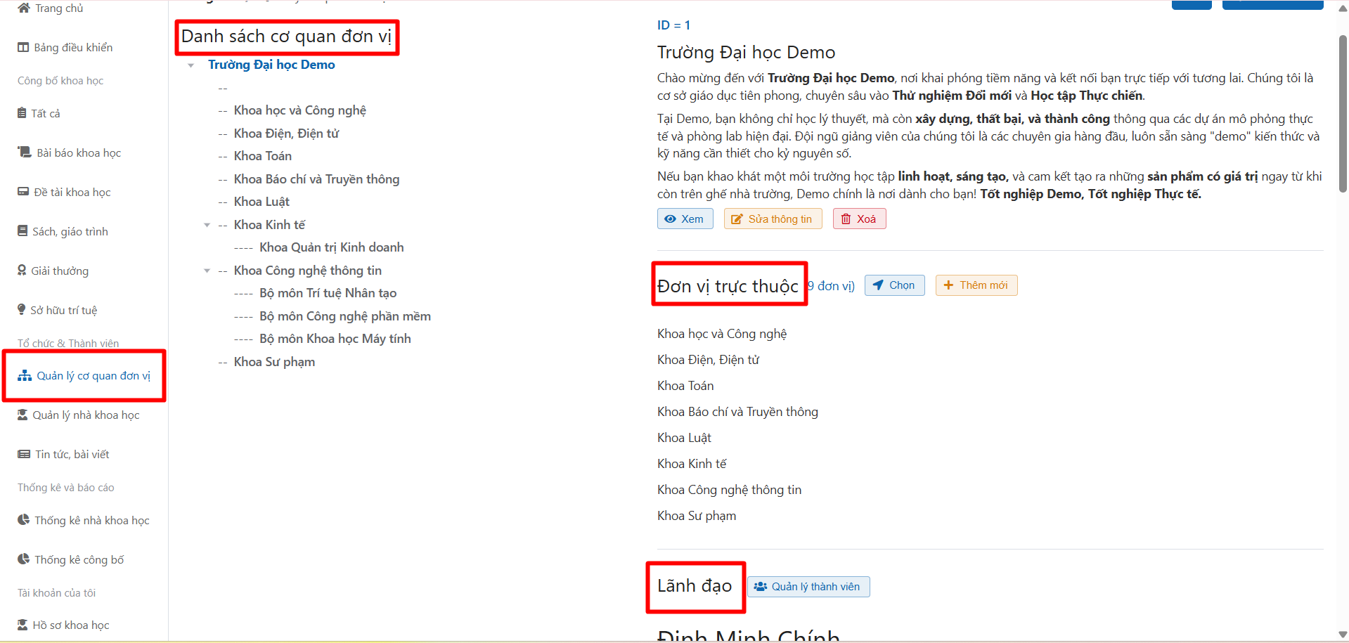 Chỉnh sửa cơ quan đơn vị