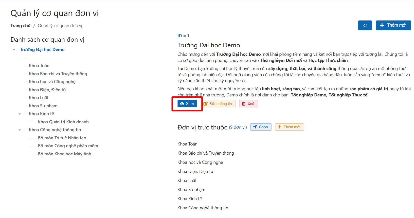 Chỉnh sửa cơ quan đơn vị