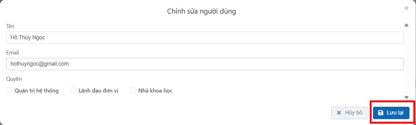 chỉnh sửa thông tin