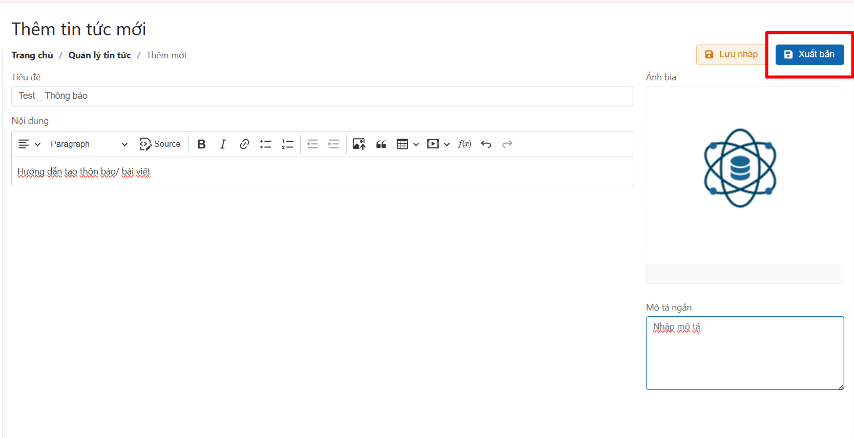Quản lý tin tức bài viết