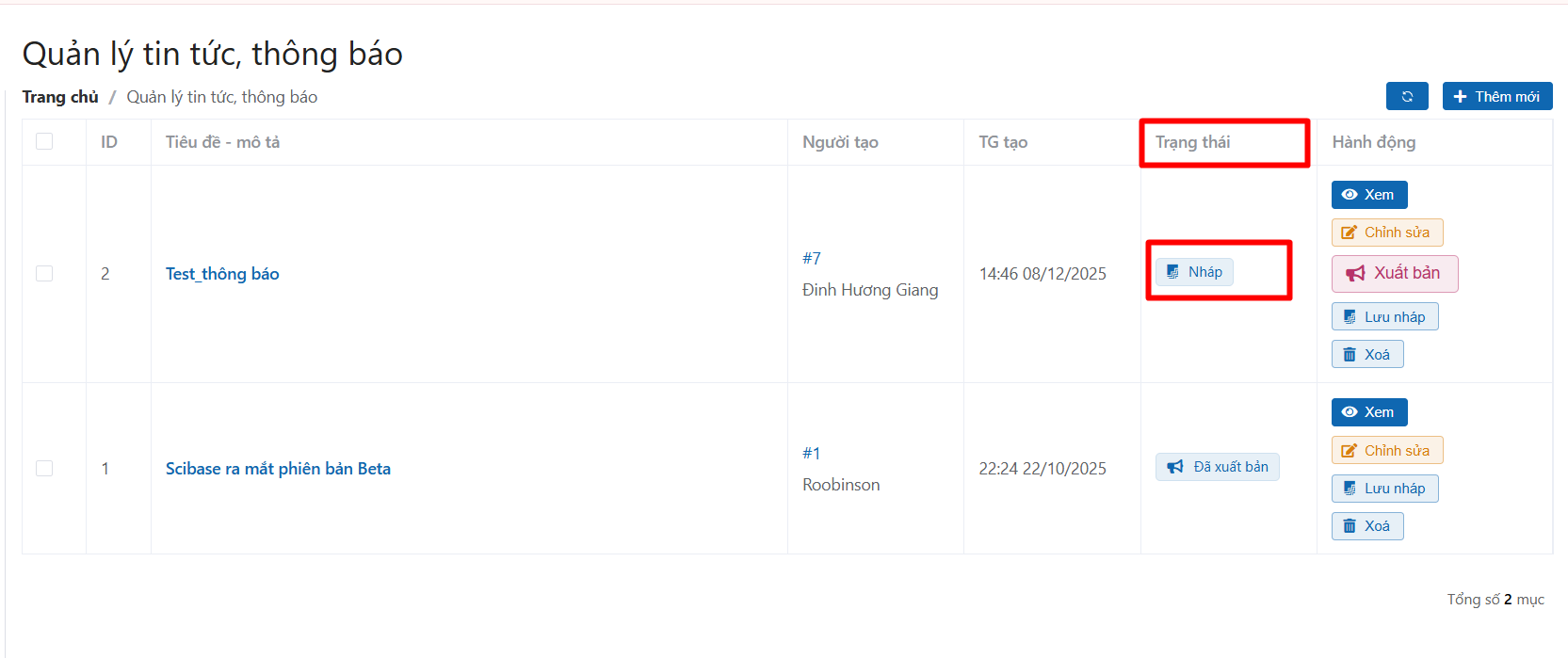 Quản lý tin tức bài viết