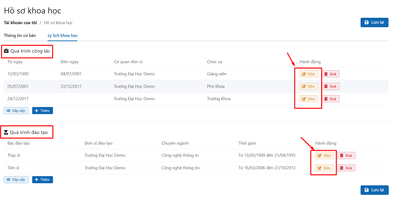 Cập nhật thông tin cá nhân