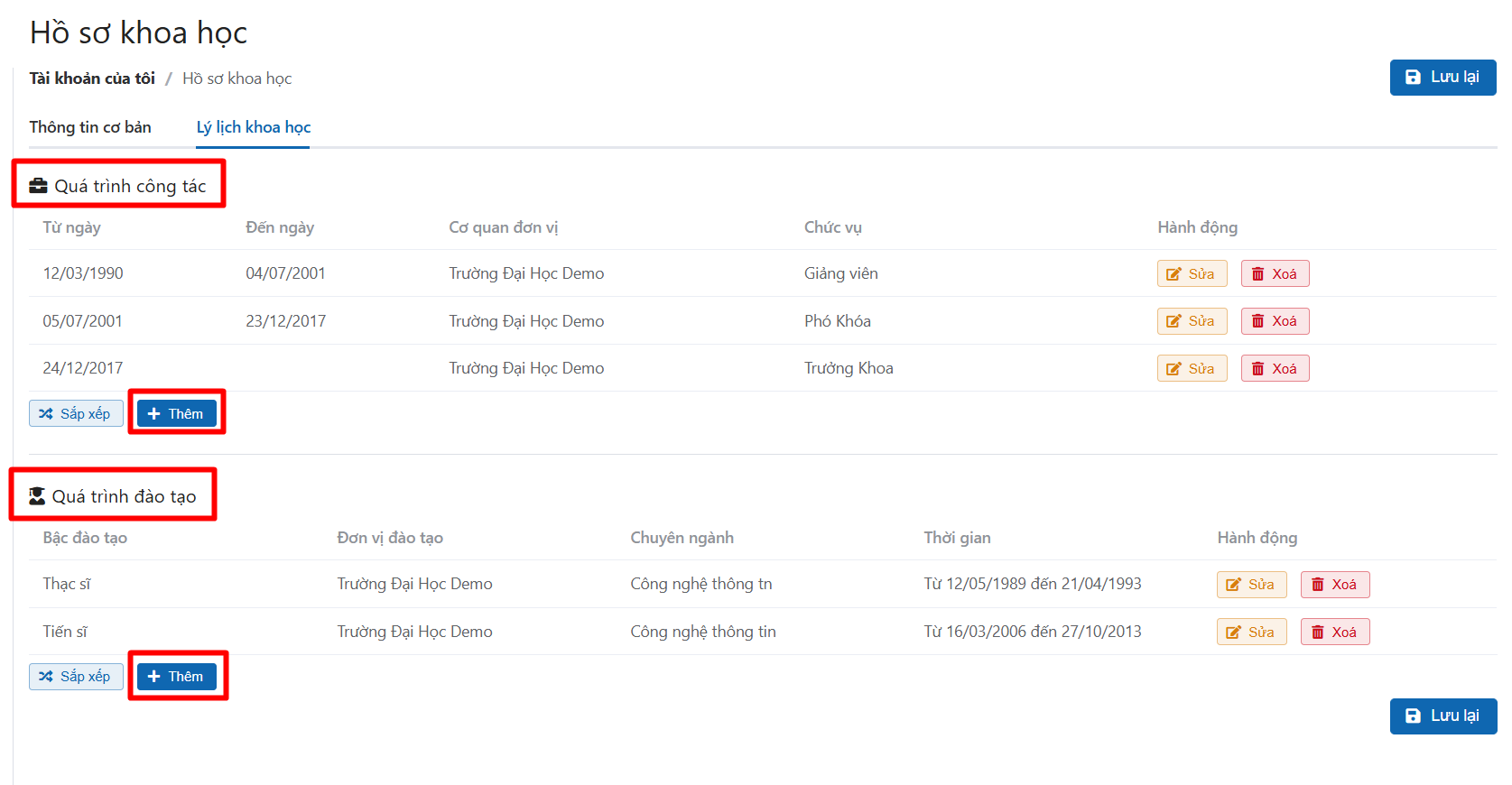 Cập nhật thông tin cá nhân
