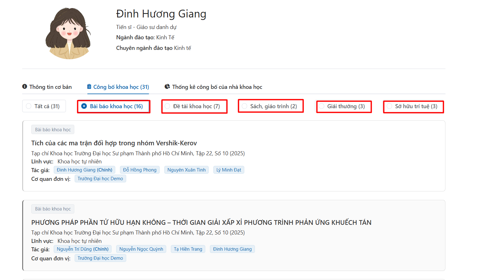 Cập nhật thông tin cá nhân